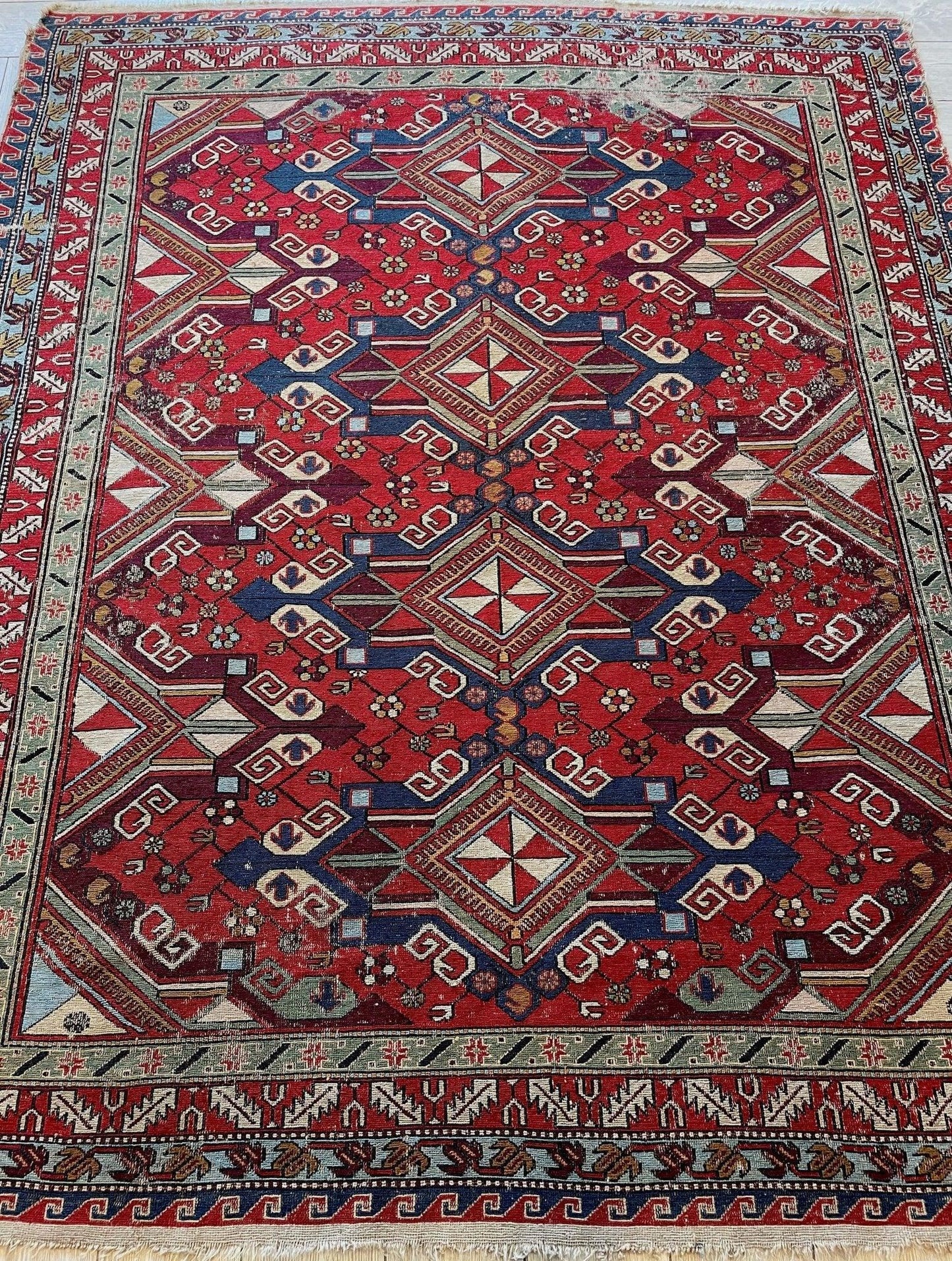 Fine Antique Natural Dyes Caucasian Soumak Area Rug 73''x91'' - Tampa Home & Garden Store