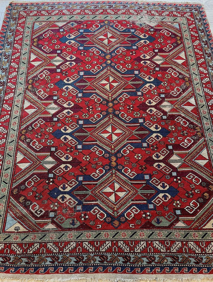 Fine Antique Natural Dyes Caucasian Soumak Area Rug 73''x91'' - Tampa Home & Garden Store