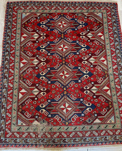 Fine Antique Natural Dyes Caucasian Soumak Area Rug 73''x91'' - Tampa Home & Garden Store