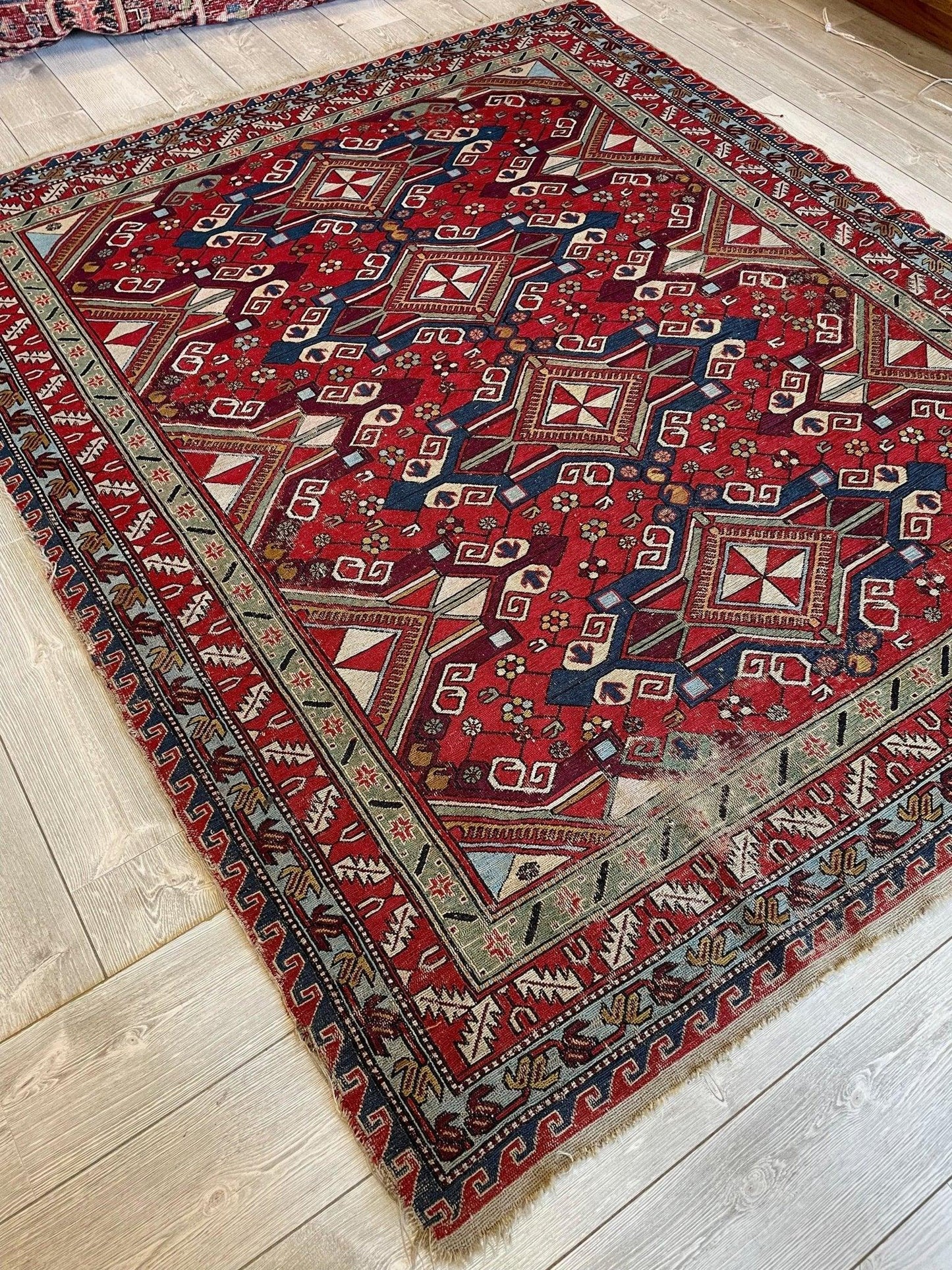 Fine Antique Natural Dyes Caucasian Soumak Area Rug 73''x91'' - Tampa Home & Garden Store