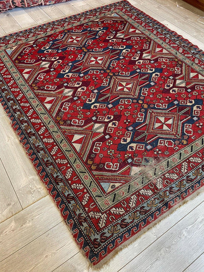 Fine Antique Natural Dyes Caucasian Soumak Area Rug 73''x91'' - Tampa Home & Garden Store