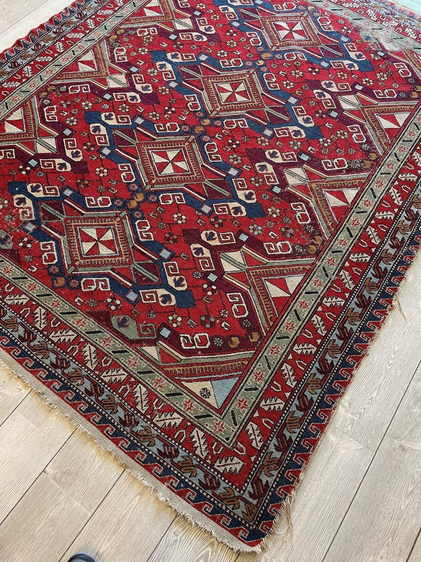 Fine Antique Natural Dyes Caucasian Soumak Area Rug 73''x91'' - Tampa Home & Garden Store