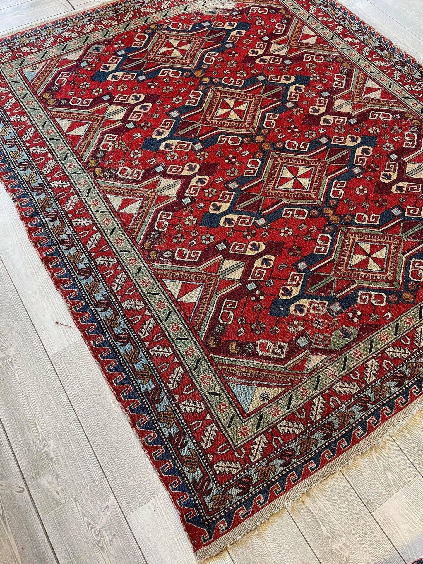 Fine Antique Natural Dyes Caucasian Soumak Area Rug 73''x91'' - Tampa Home & Garden Store