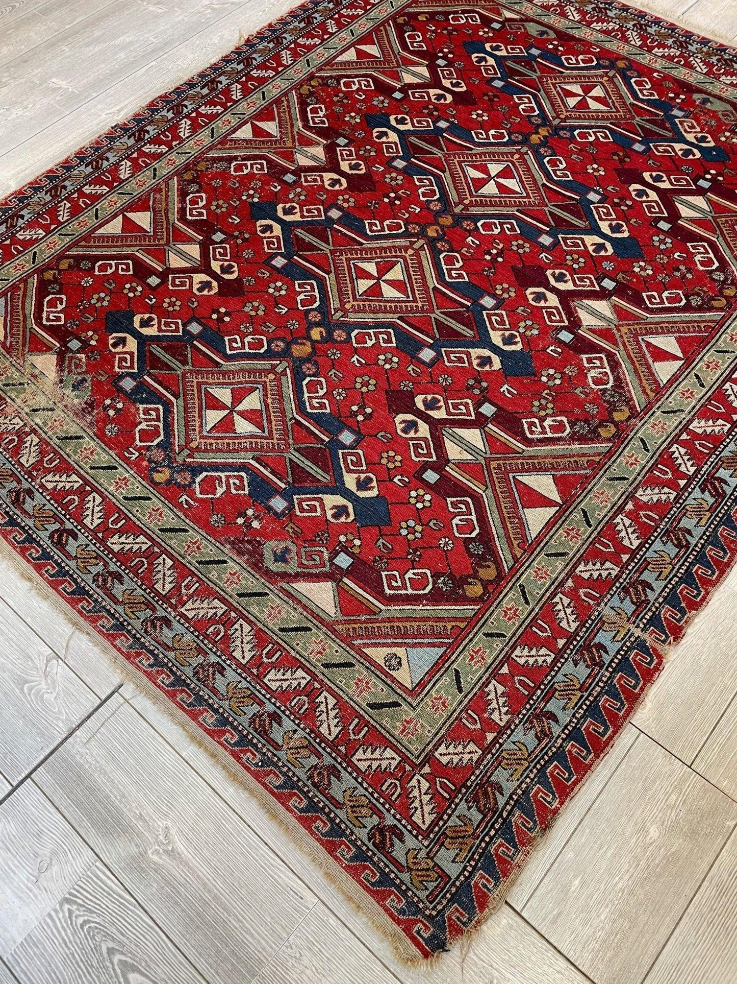 Fine Antique Natural Dyes Caucasian Soumak Area Rug 73''x91'' - Tampa Home & Garden Store