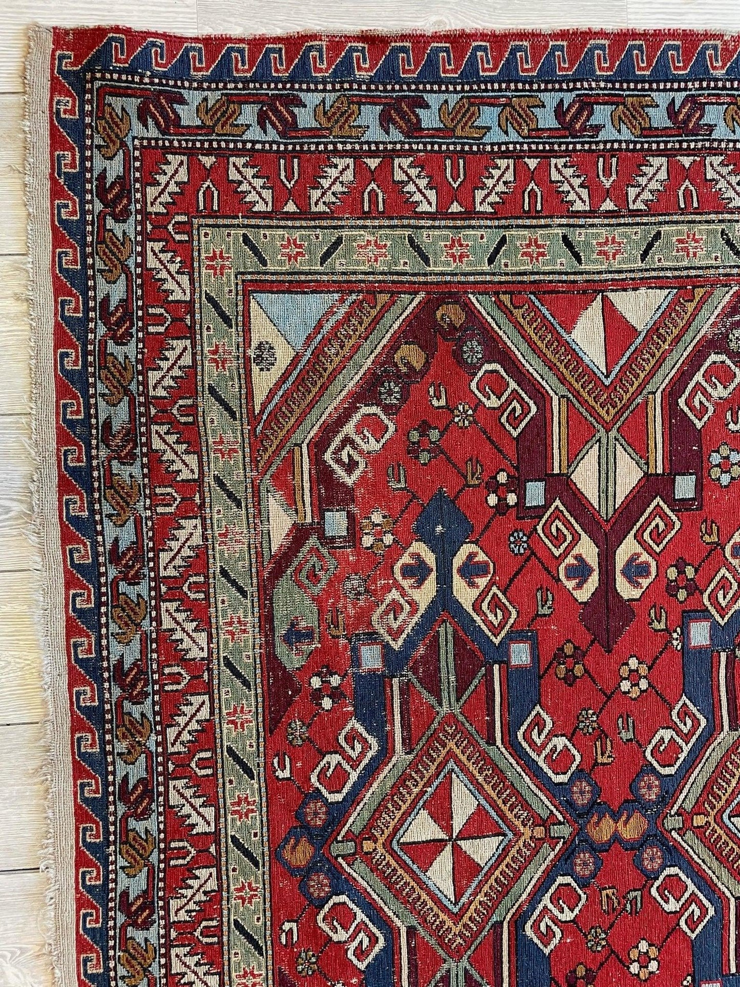 Fine Antique Natural Dyes Caucasian Soumak Area Rug 73''x91'' - Tampa Home & Garden Store