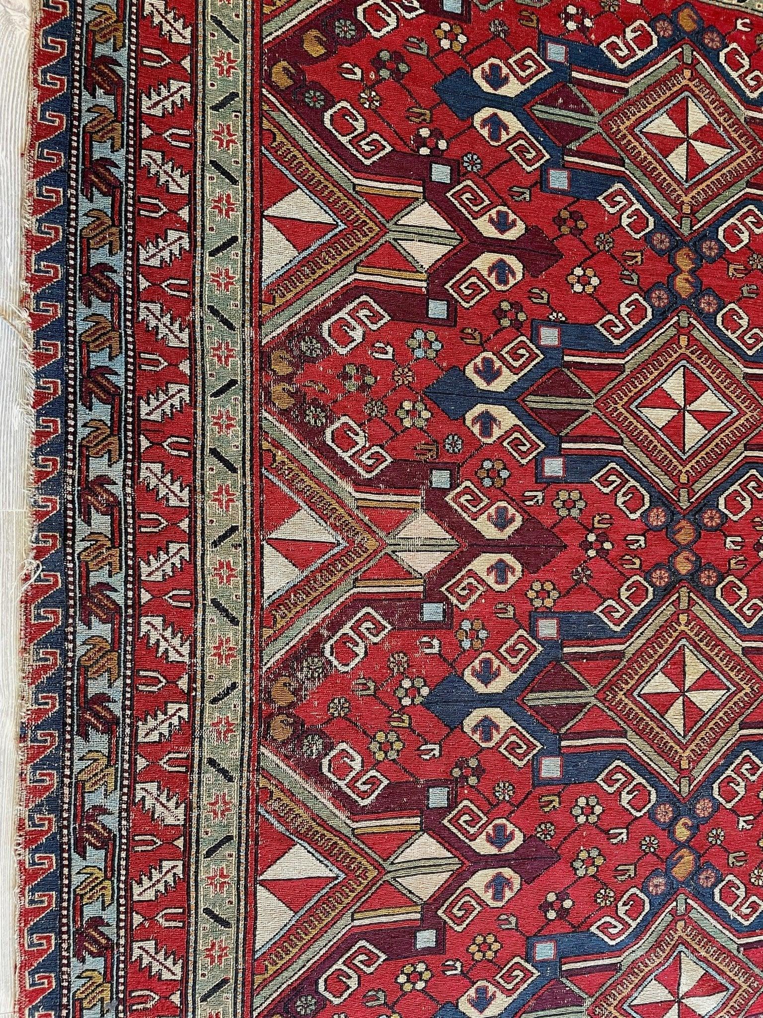 Fine Antique Natural Dyes Caucasian Soumak Area Rug 73''x91'' - Tampa Home & Garden Store