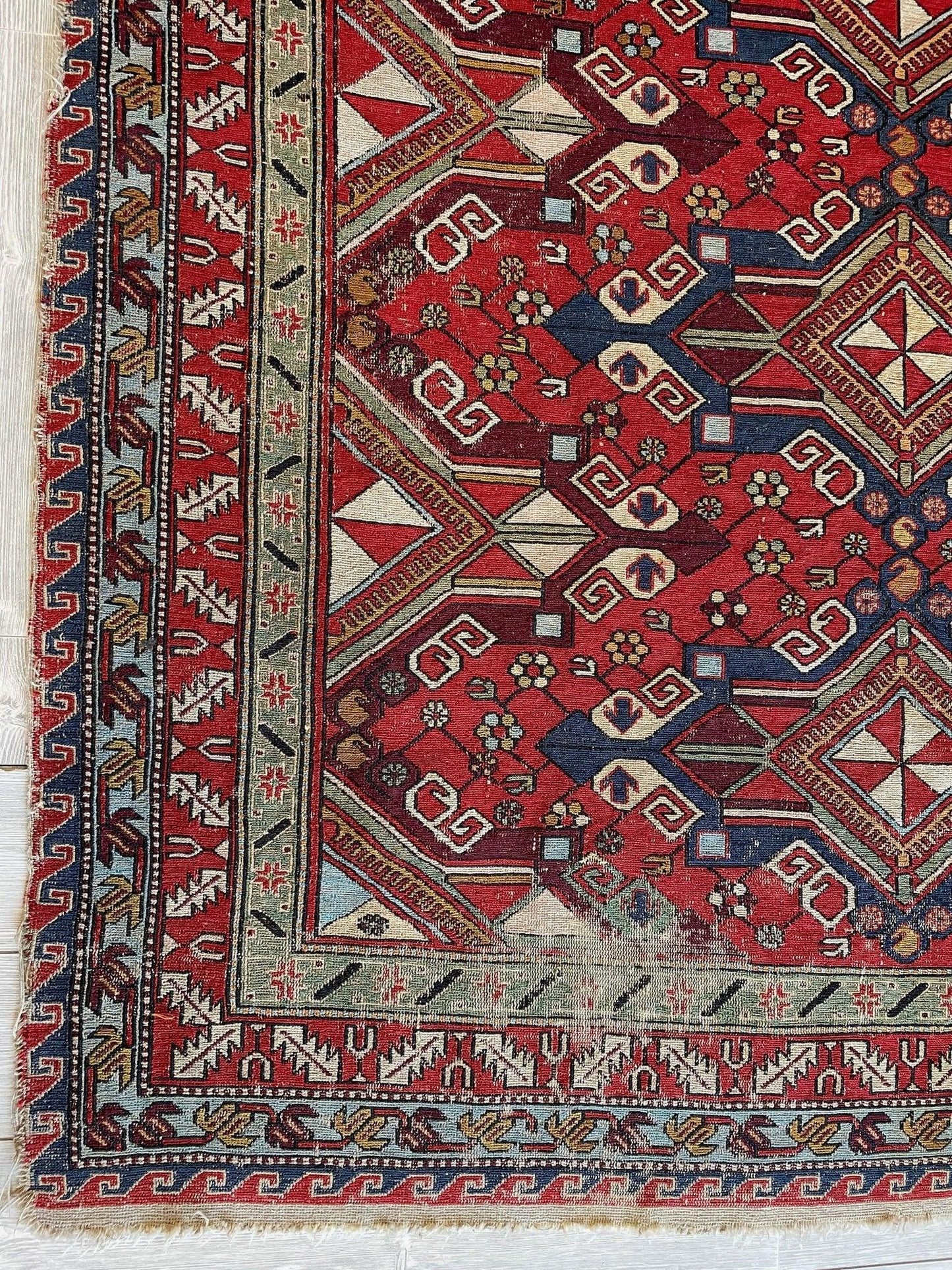 Fine Antique Natural Dyes Caucasian Soumak Area Rug 73''x91'' - Tampa Home & Garden Store