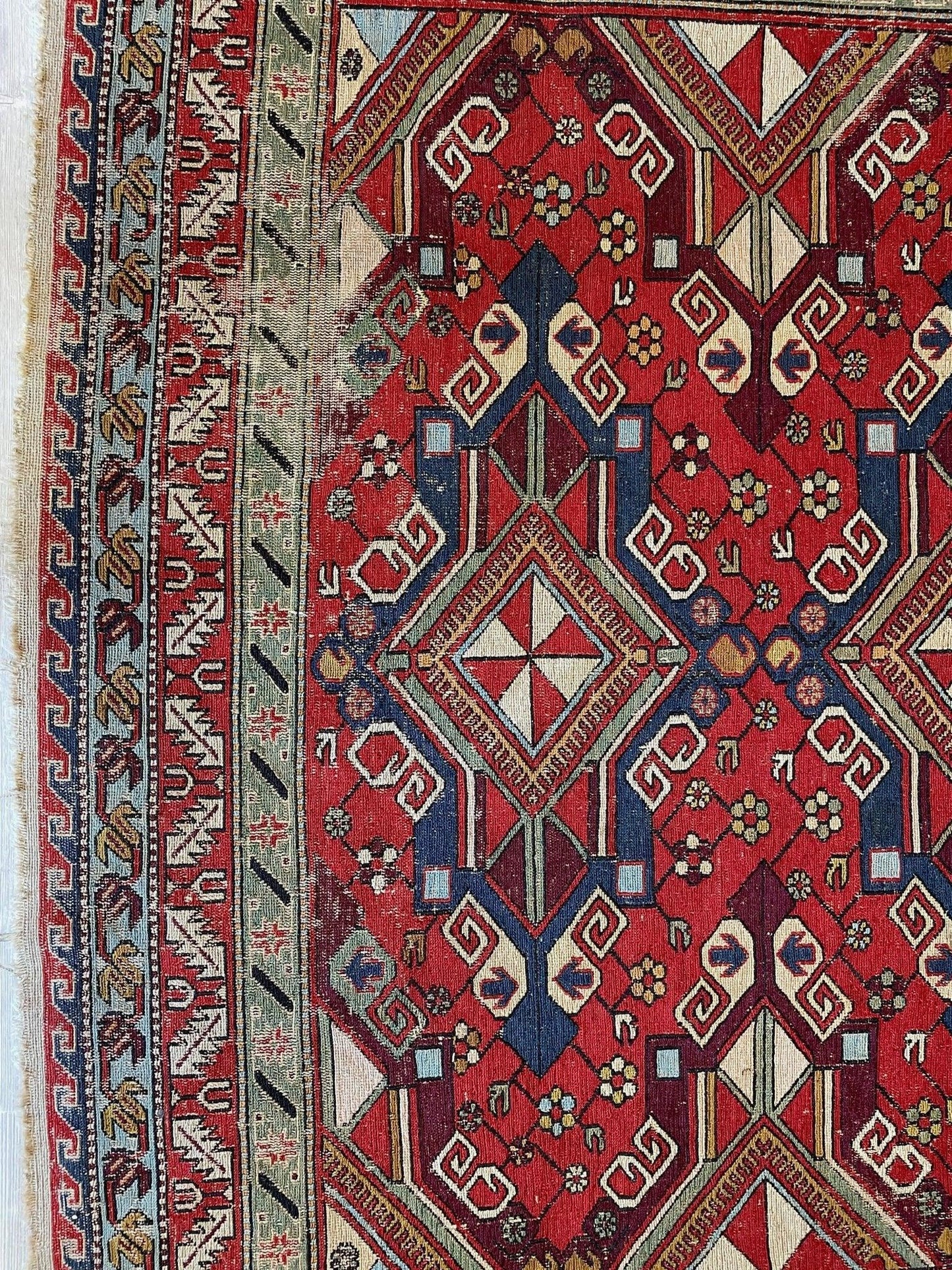 Fine Antique Natural Dyes Caucasian Soumak Area Rug 73''x91'' - Tampa Home & Garden Store