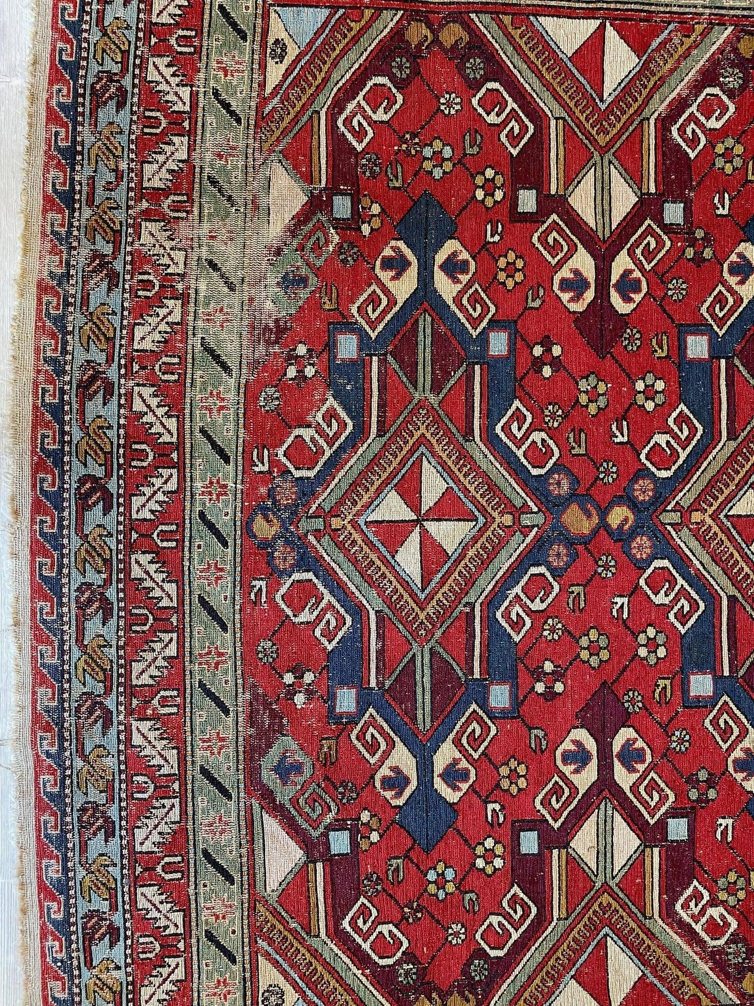 Fine Antique Natural Dyes Caucasian Soumak Area Rug 73''x91'' - Tampa Home & Garden Store
