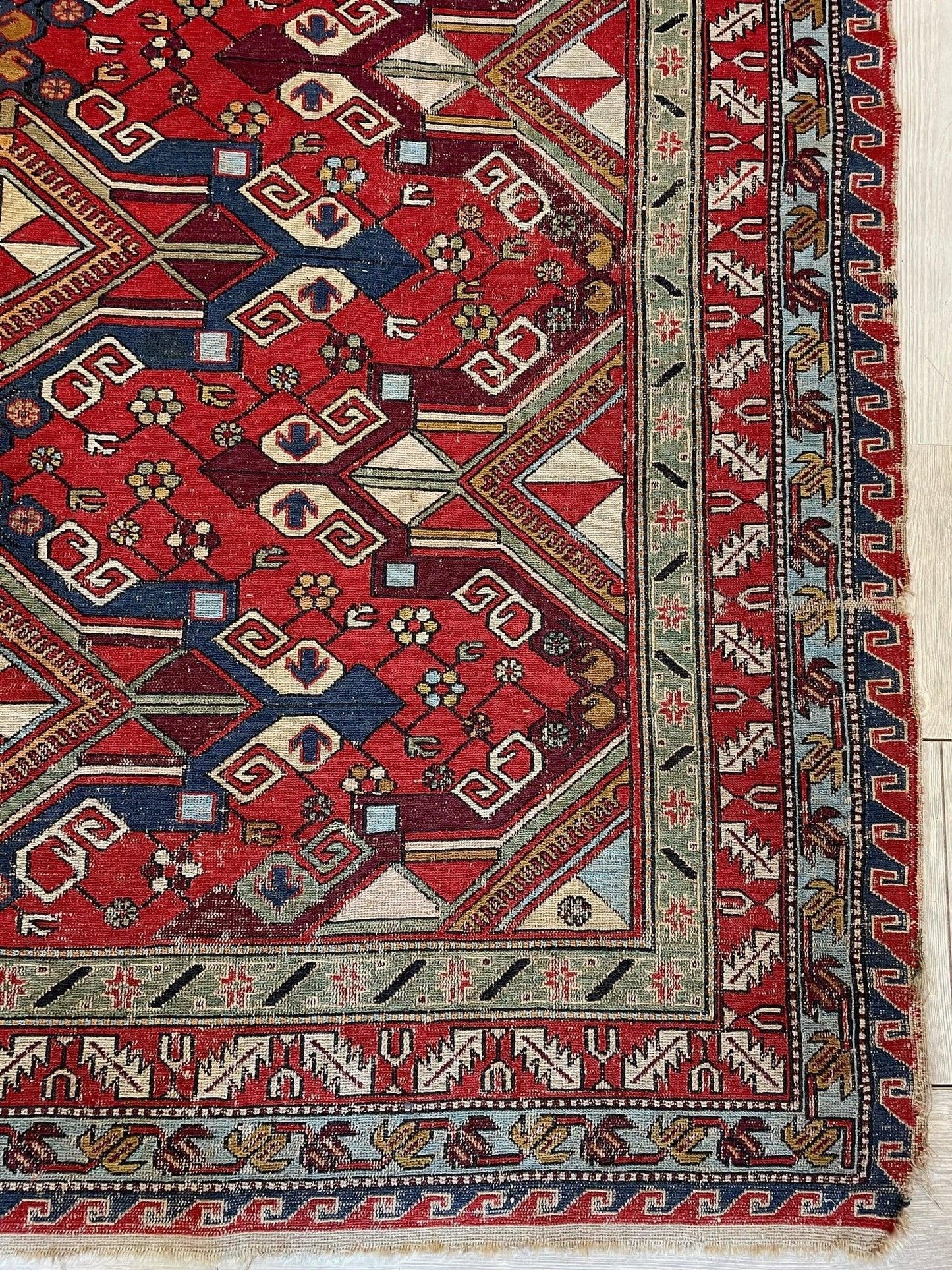 Fine Antique Natural Dyes Caucasian Soumak Area Rug 73''x91'' - Tampa Home & Garden Store