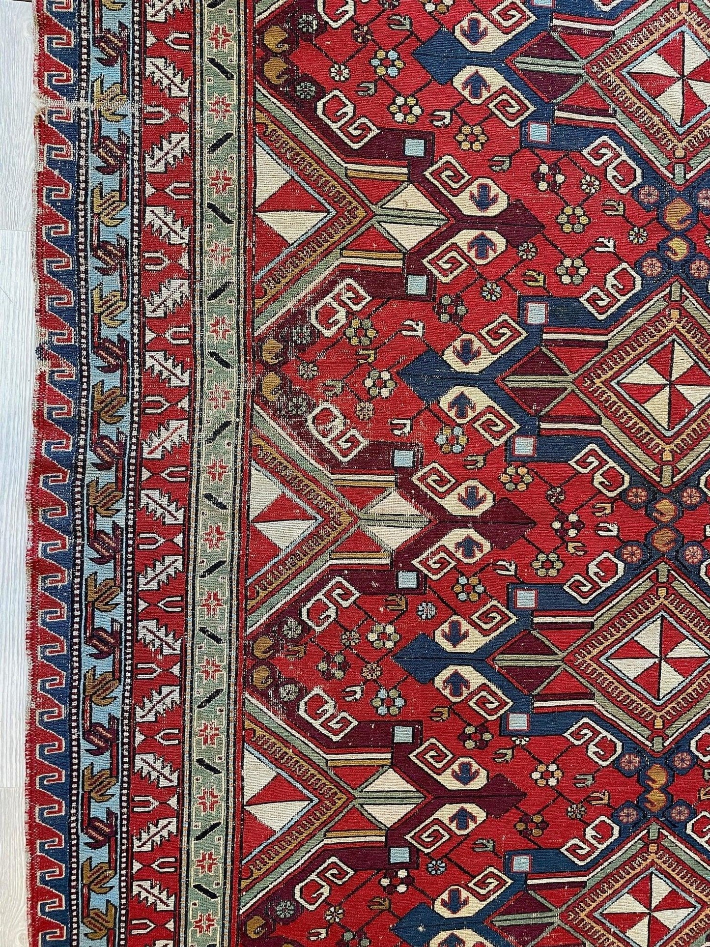 Fine Antique Natural Dyes Caucasian Soumak Area Rug 73''x91'' - Tampa Home & Garden Store