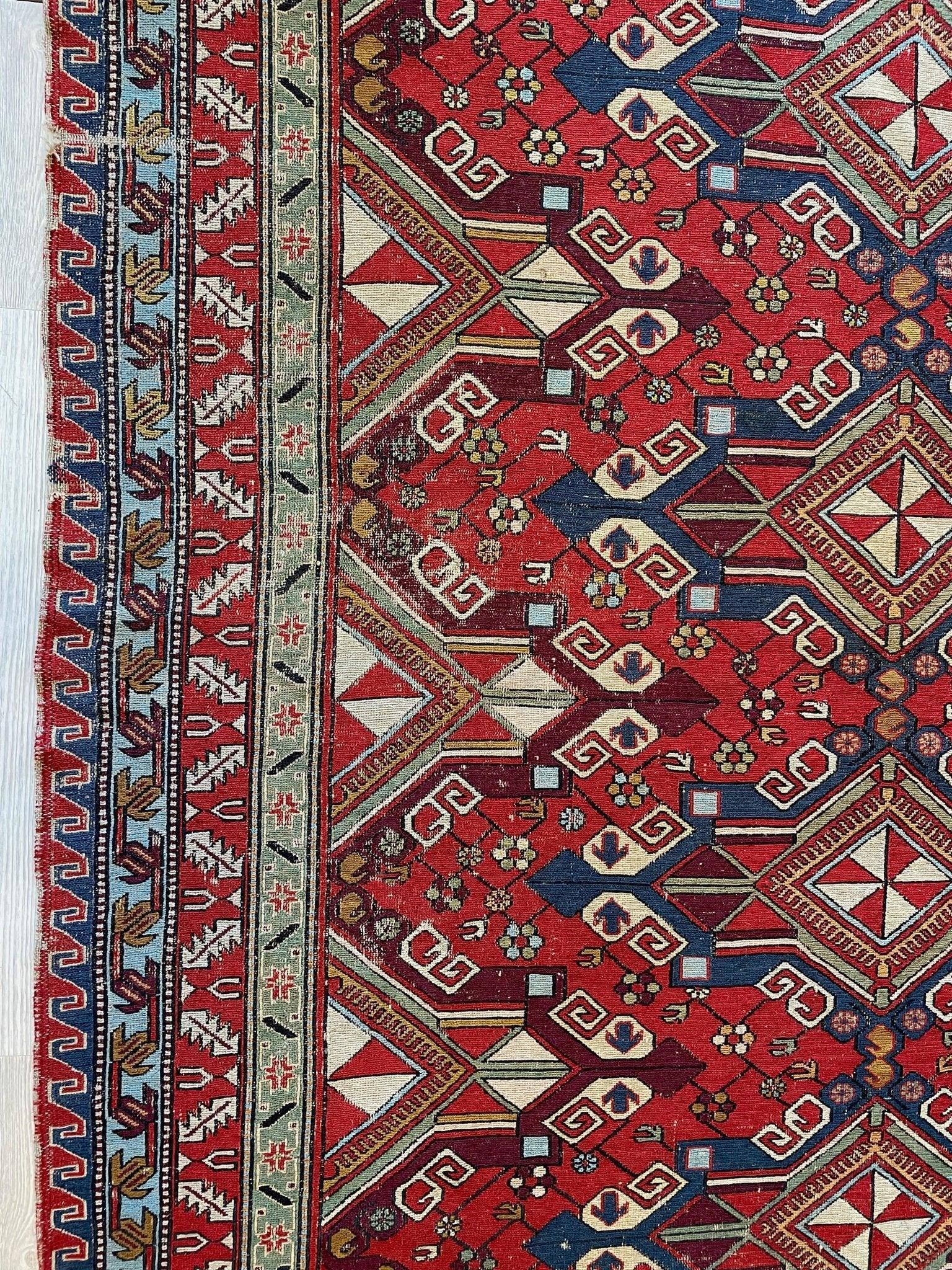 Fine Antique Natural Dyes Caucasian Soumak Area Rug 73''x91'' - Tampa Home & Garden Store