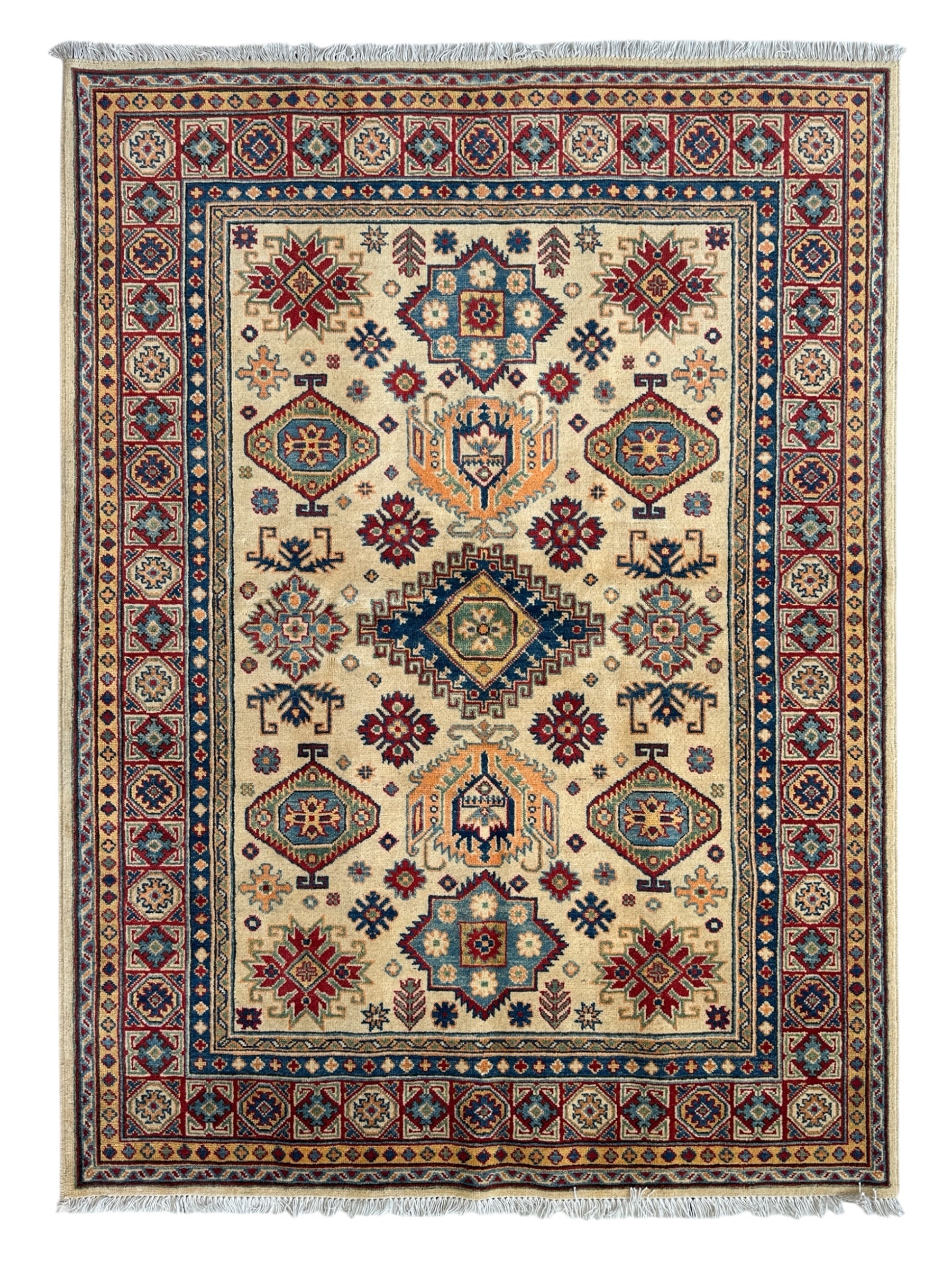 Fine Hand Knotted Afghani Super Kazak Rug 5 x 7 - Tampa Home & Garden Store