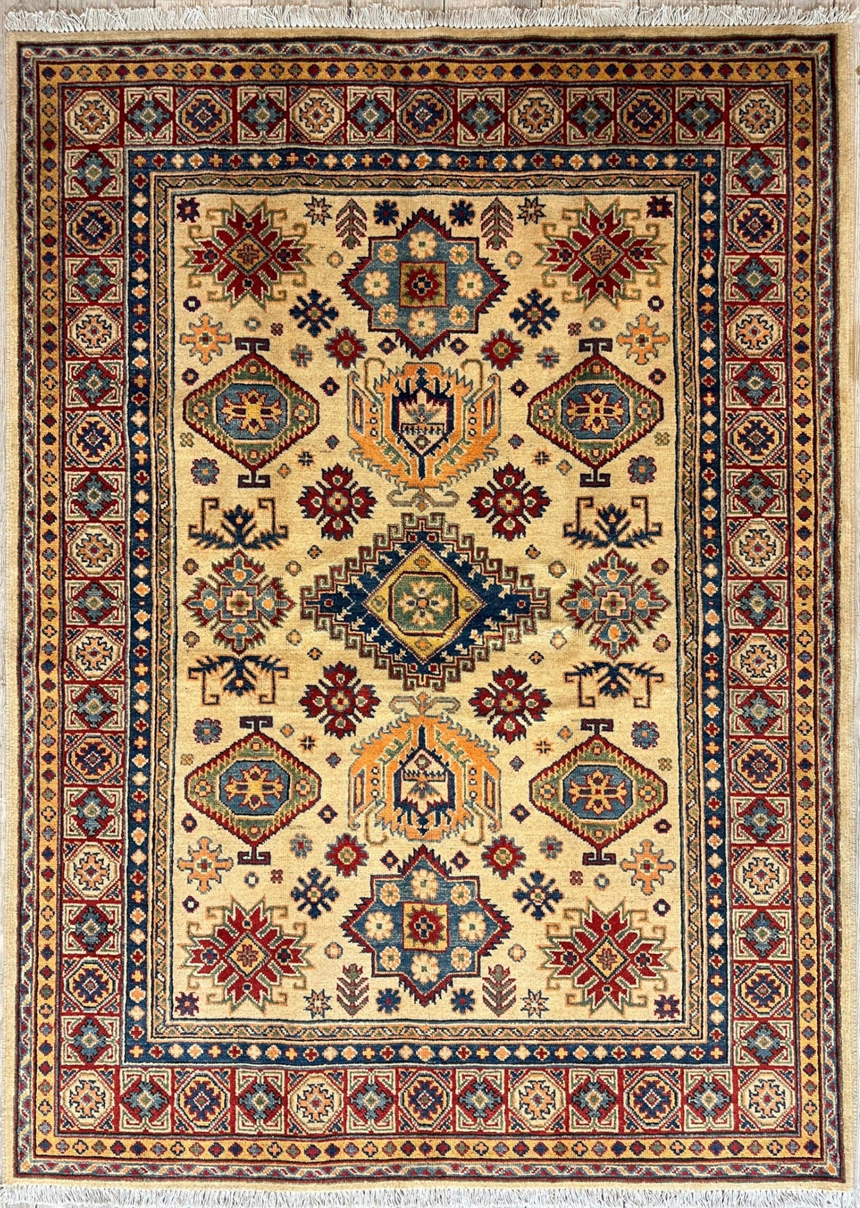 Fine Hand Knotted Afghani Super Kazak Rug 5 x 7 - Tampa Home & Garden Store