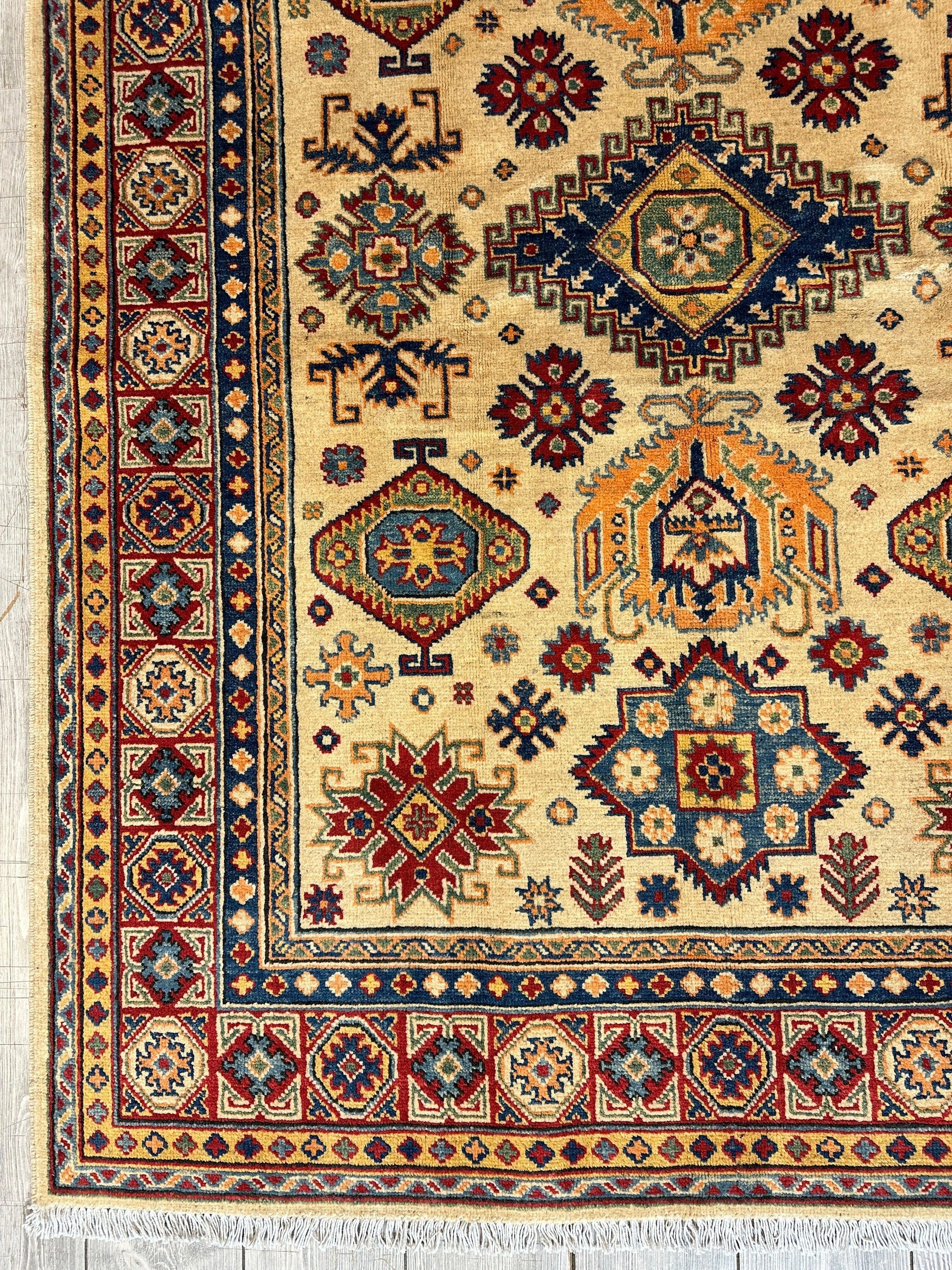 Fine Hand Knotted Afghani Super Kazak Rug 5 x 7 - Tampa Home & Garden Store