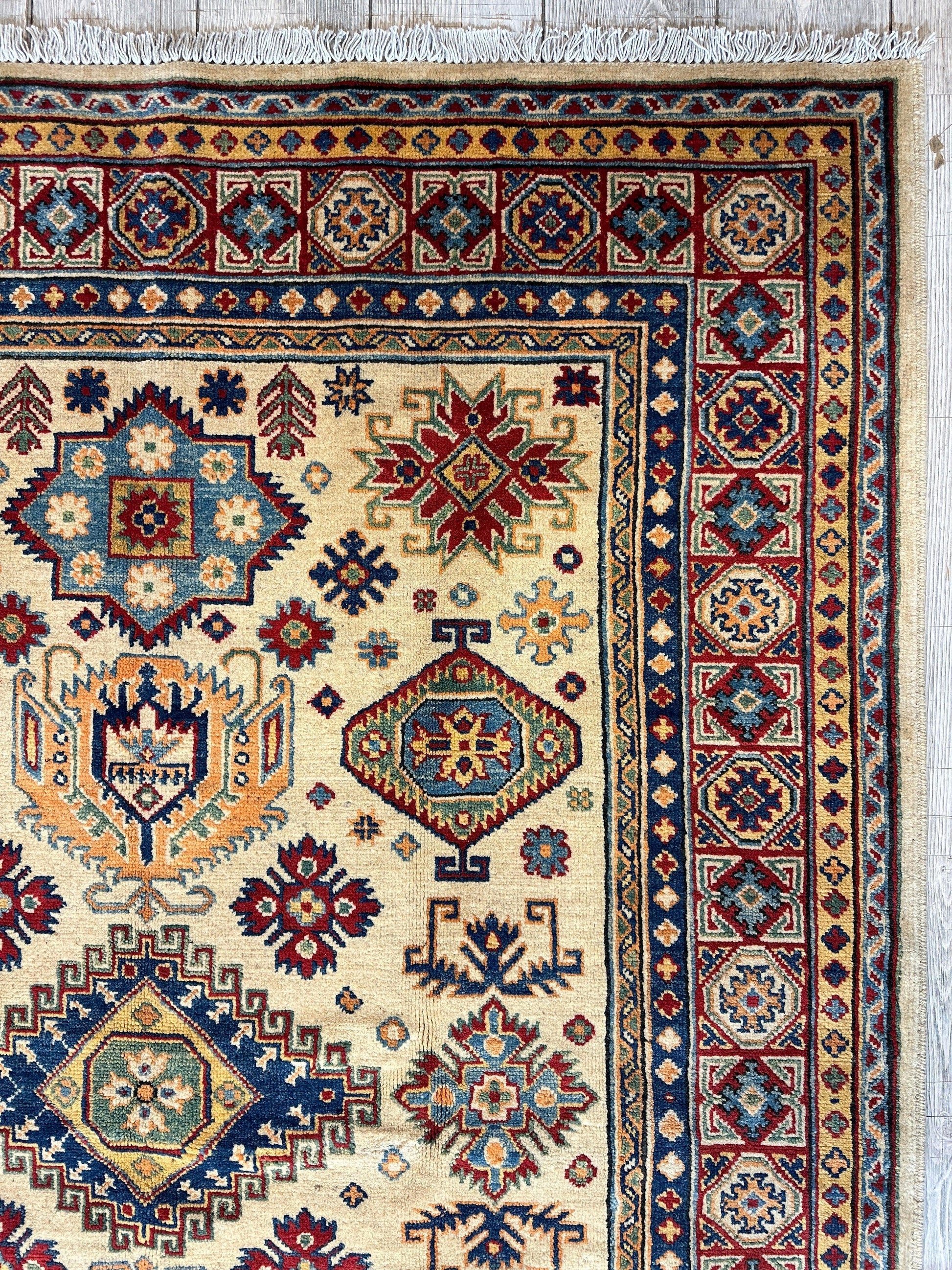 Fine Hand Knotted Afghani Super Kazak Rug 5 x 7 - Tampa Home & Garden Store