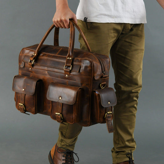 Finn Handcrafted Buffalo Leather Laptop Briefcase - Tampa Home & Garden Store