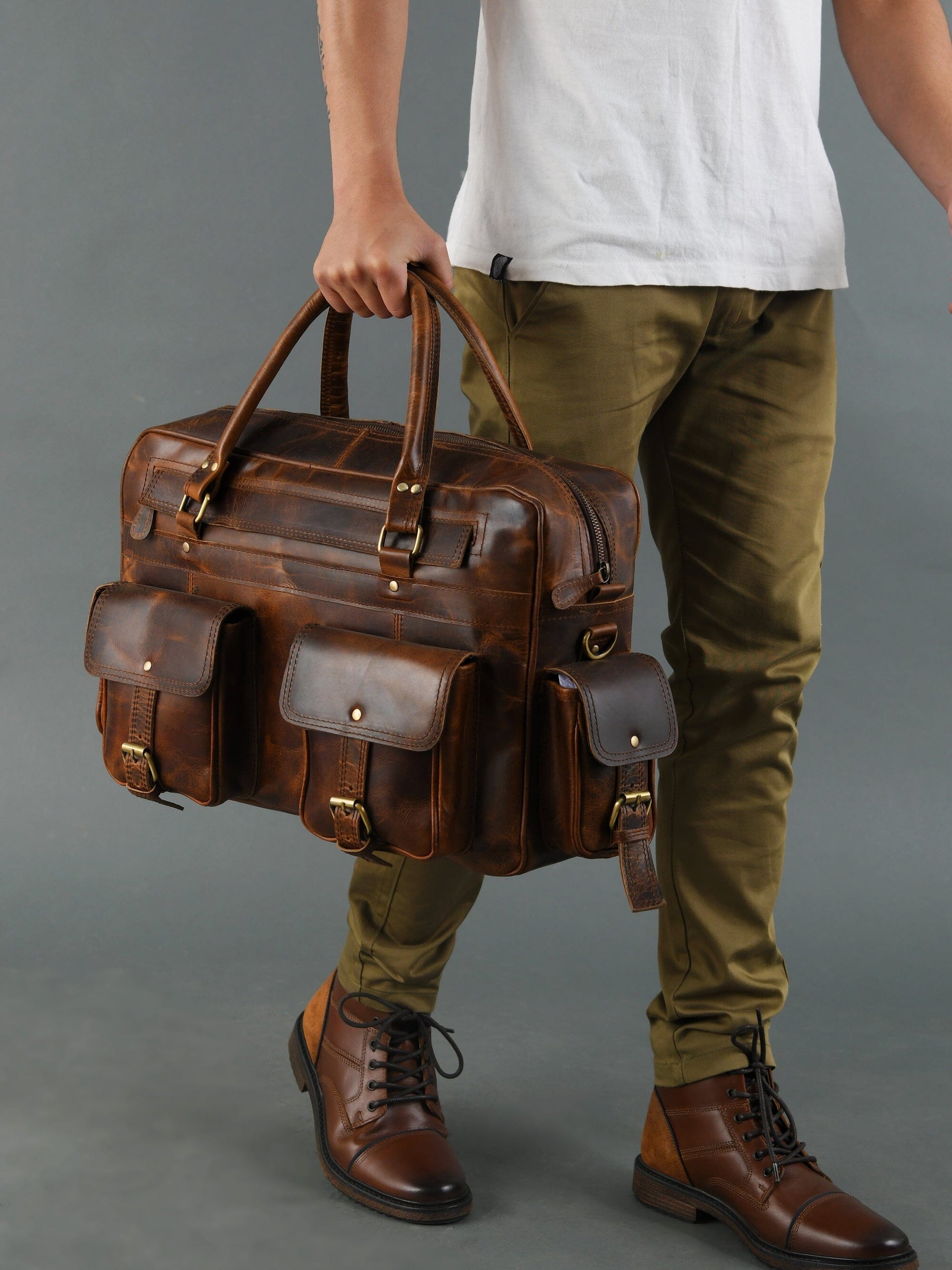 Finn Handcrafted Buffalo Leather Laptop Briefcase - Tampa Home & Garden Store