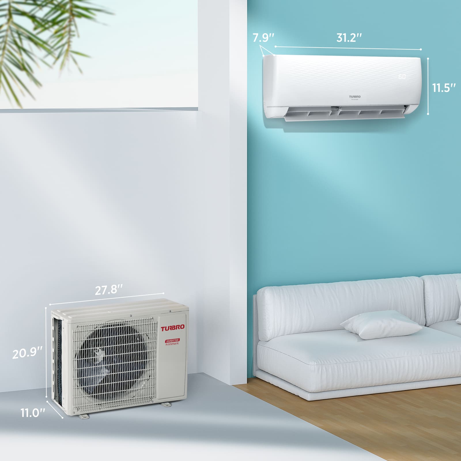 Finnmark 12000 BTU WiFi Ductless Mini Split AC with Heat Pump, 115V/230V (R32) - Tampa Home & Garden Store