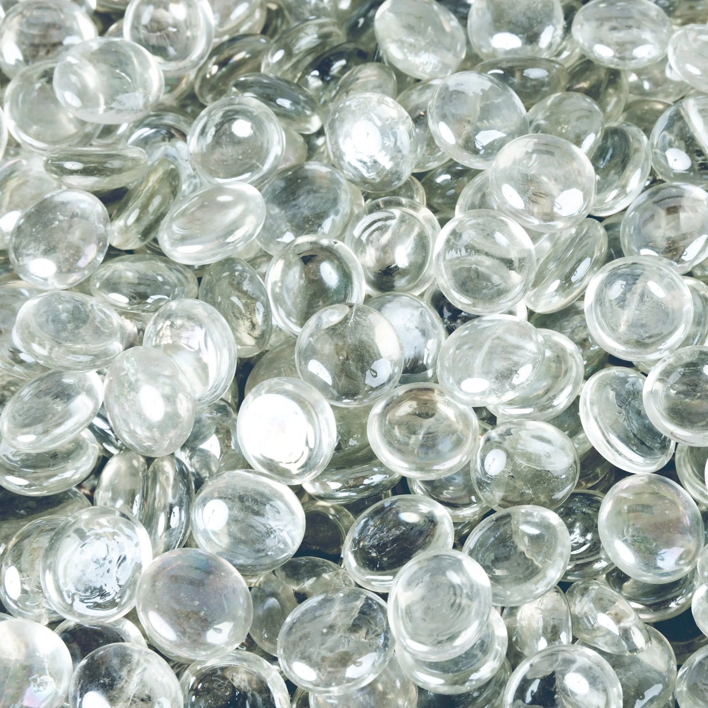 Fire glass half-round droplets, crystal clear glass for fireplaces on Tampa Home & Garden Store