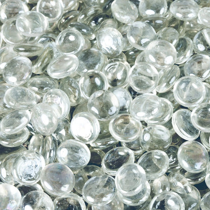 Fire glass half-round droplets, crystal clear glass for fireplaces on Tampa Home & Garden Store