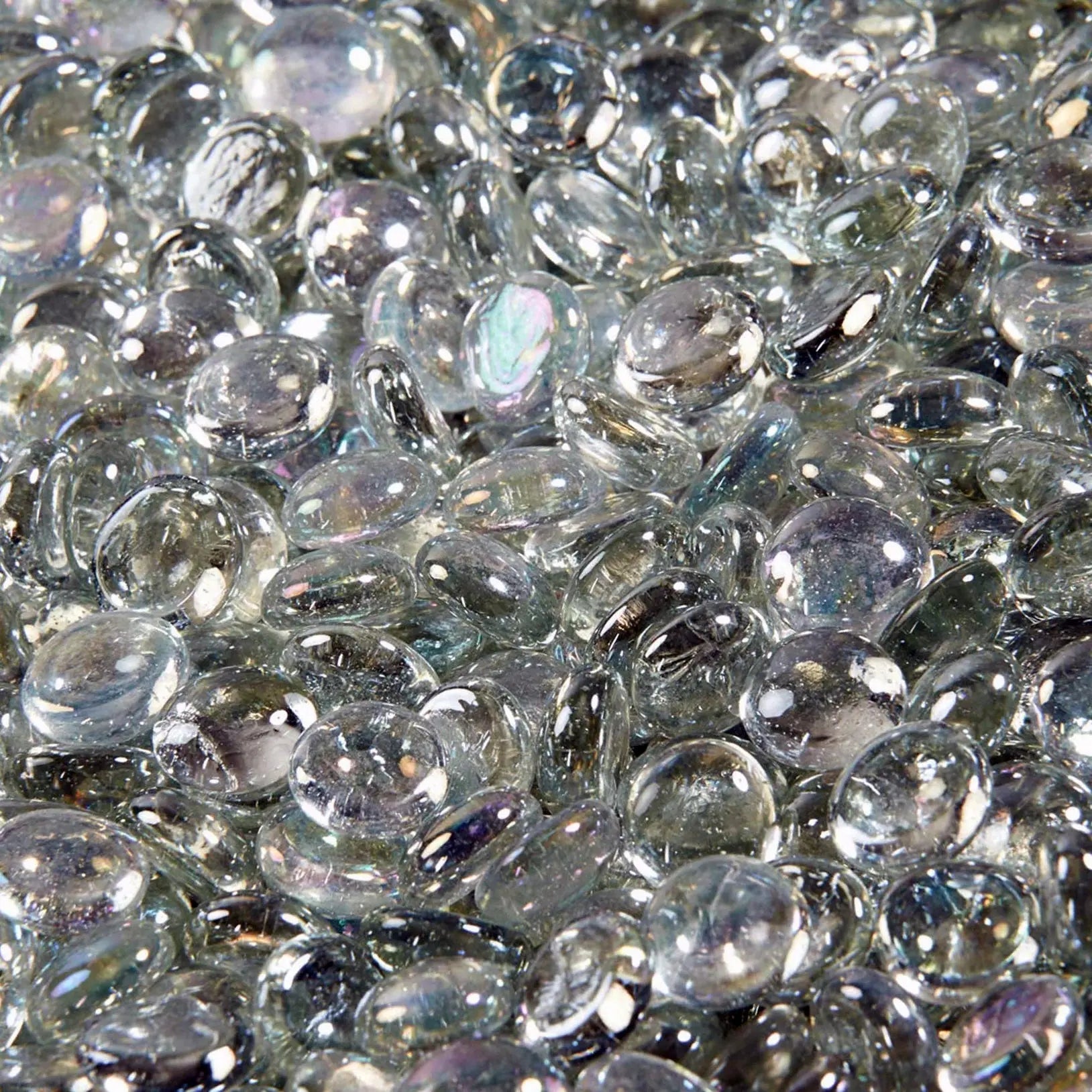 Fire glass crystal clear half-round droplets 4.4 lb for fireplace reflectors on Tampa Home & Garden Store