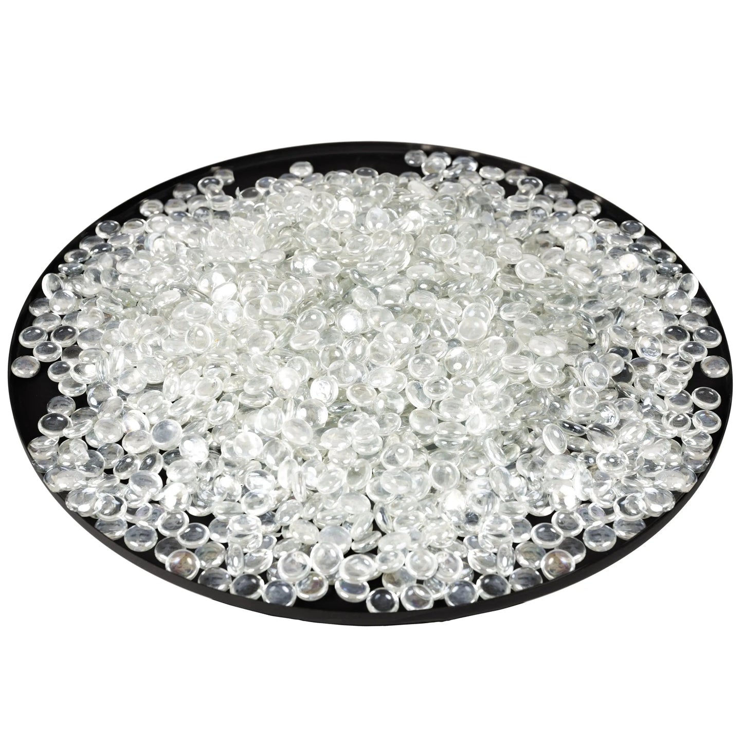 Fire glass crystal clear half-round droplets in black tray 4.4 lb Fire Sense/Balkene Home on Tampa Home & Garden Store