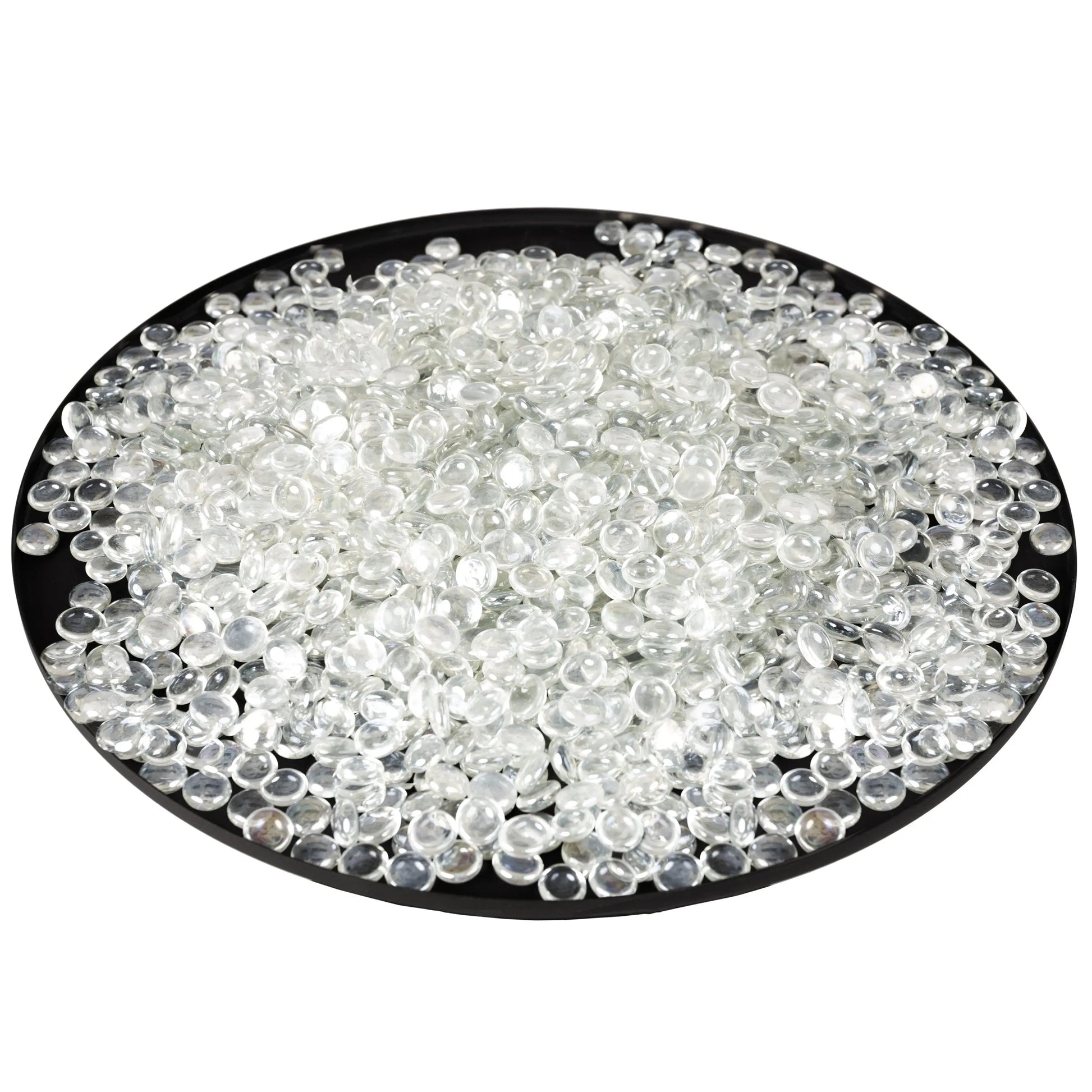 Fire glass crystal clear half-round droplets in black tray 4.4 lb Fire Sense/Balkene Home on Tampa Home & Garden Store