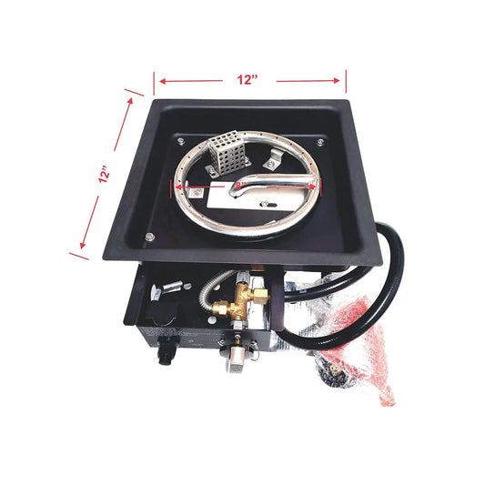 Fire Pit Burner 37,000 BTU, black square with stainless ring Fire Sense/Balkene Home on Tampa Home & Garden Store