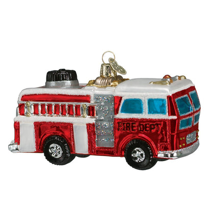 Fire Truck Glass Ornament - Tampa Home & Garden Store