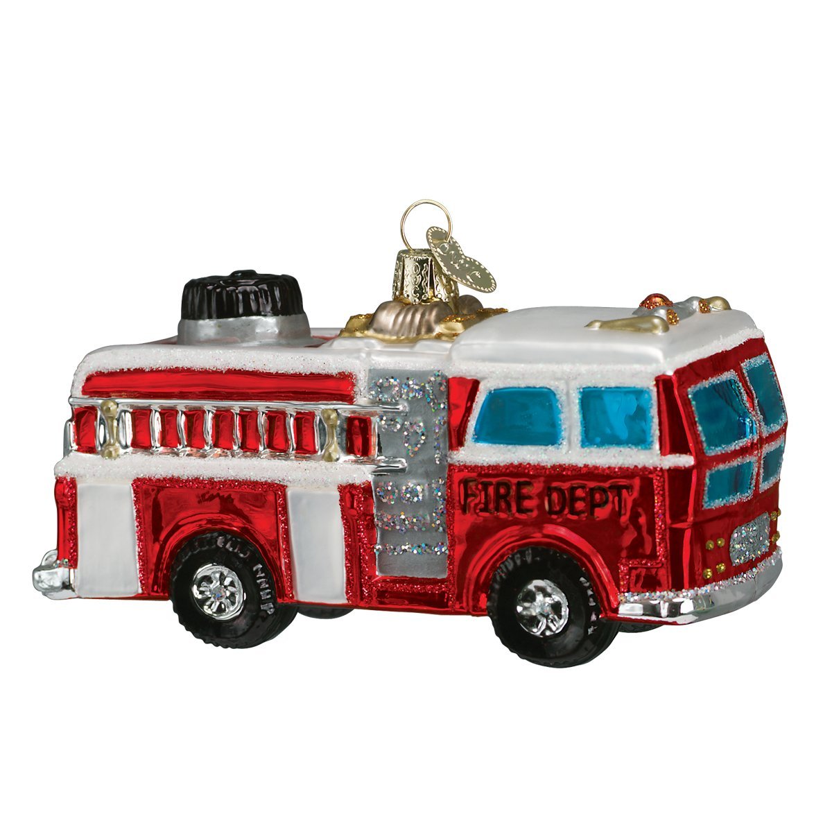 Fire Truck Glass Ornament - Tampa Home & Garden Store