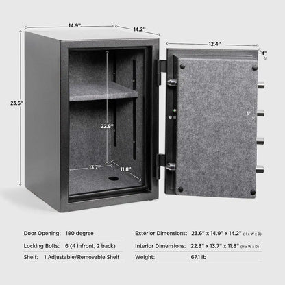 ISLANDSAFE FireShield large fire safe, grey steel safe with open door and adjustable shelf on Tampa Home & Garden Store