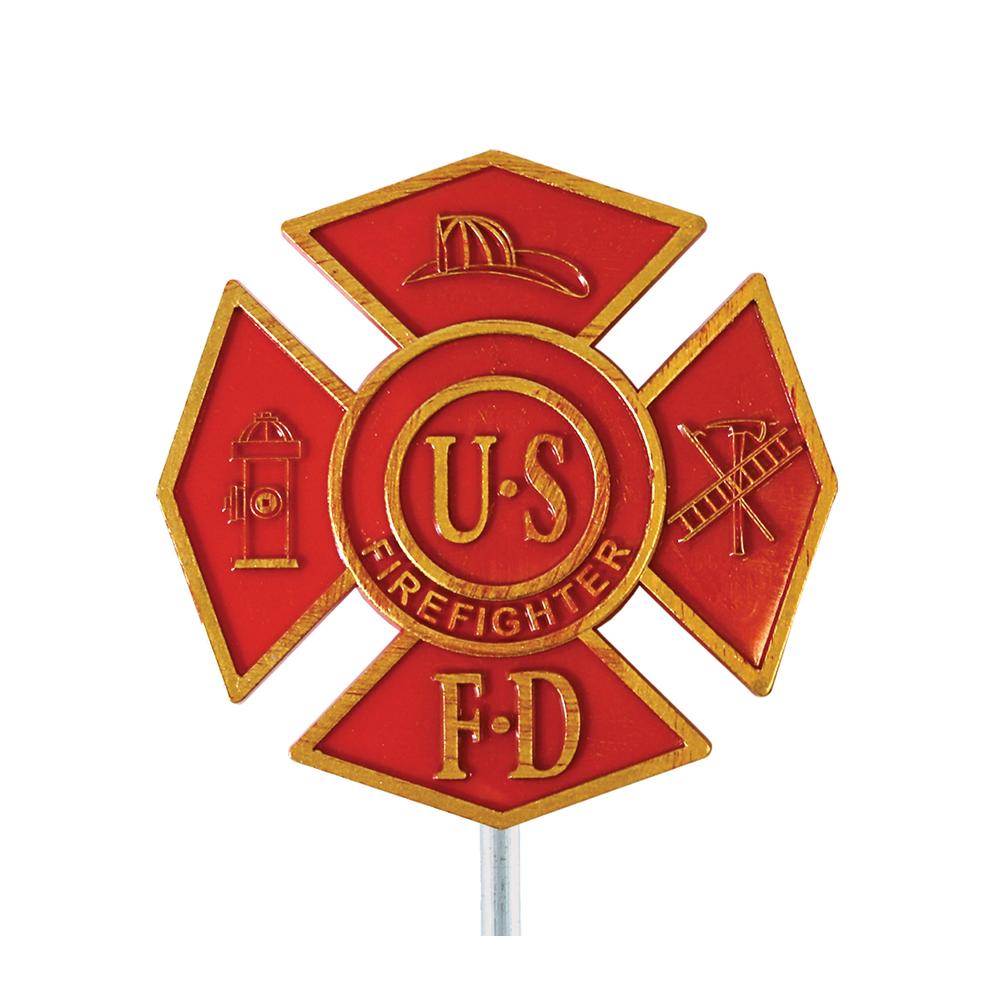 Firefighter Grave Marker & Flag Holder – Red & Gold Plastic | Made in USA - Tampa Home & Garden Store