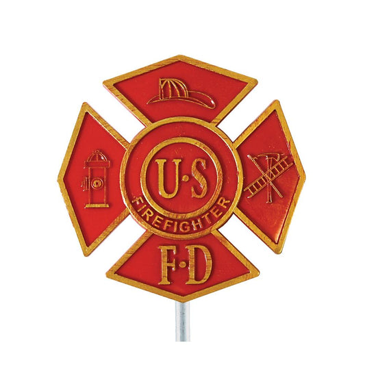 Firefighter Grave Marker & Flag Holder – Red & Gold Plastic | Made in USA - Tampa Home & Garden Store
