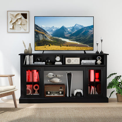 Mueble de TV con luces LED y control remoto - Negro