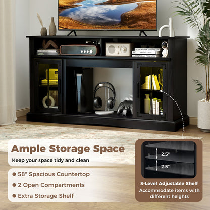 Mueble de TV con luces LED y control remoto - Negro