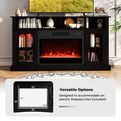 Mueble de TV con luces LED y control remoto - Negro