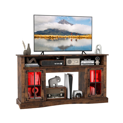 Mueble de TV con luces LED y control remoto - Negro