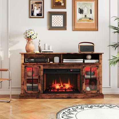 Mueble de TV con chimenea con control remoto y termostato para televisores de hasta 50 pulgadas - Marrón rústico