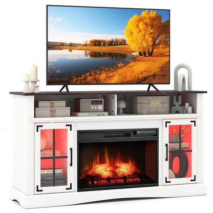 Mueble para TV con chimenea, control remoto y termostato para televisores de hasta 50 pulgadas, color blanco