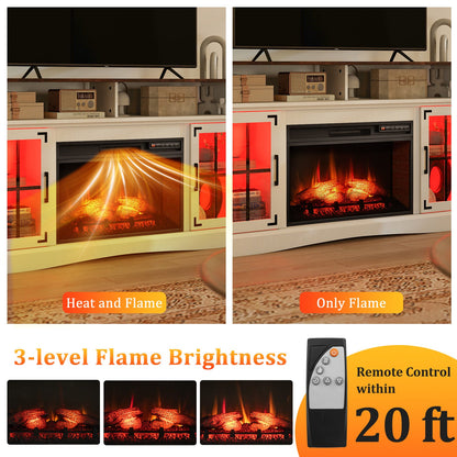 Mueble para TV con chimenea, control remoto y termostato para televisores de hasta 50 pulgadas, color blanco