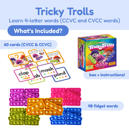First Words Bundle educational toy by The Fidget Games featuring Tricky Trolls 60 cards letters on Tampa Home & Garden Store