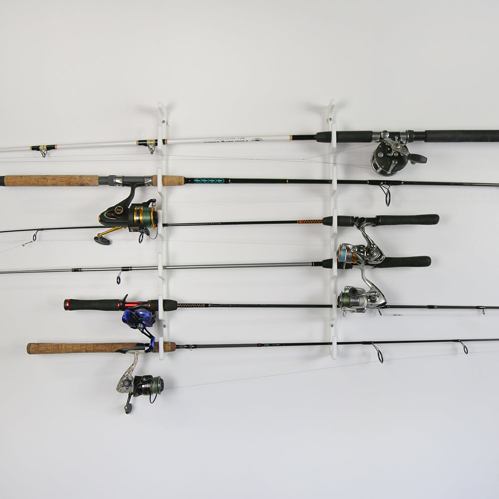 6+ Fishing Rod Rack Wall/Ceiling Mount Fishing Pole Racks | White