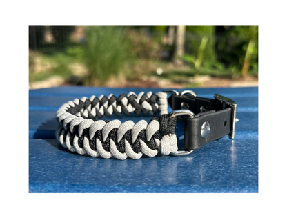 Fishtail Hand Braided Dog Collar in Black & Smoke - Tampa Home & Garden Store