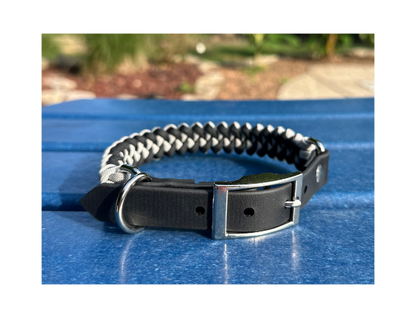 Fishtail Hand Braided Dog Collar in Black & Smoke - Tampa Home & Garden Store