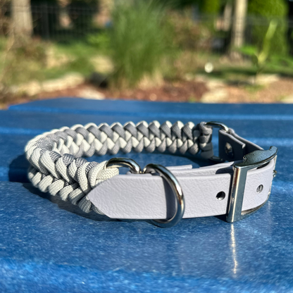 Fishtail Hand Braided Dog Collar in Graphite & Smoke - Tampa Home & Garden Store