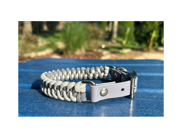 Fishtail Hand Braided Dog Collar in Graphite & Smoke - Tampa Home & Garden Store