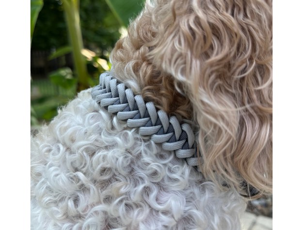 Fishtail Hand Braided Dog Collar in Graphite & Smoke - Tampa Home & Garden Store