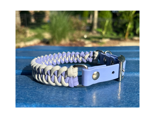 Fishtail Hand Braided Dog Collar in Lavender & Smoke - Tampa Home & Garden Store