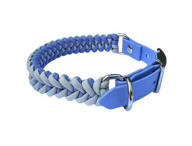 Fishtail Hand Braided Dog Collar in Lavender & Smoke - Tampa Home & Garden Store